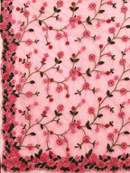 Tikhi Imli Pink & Green Beads and Stones Net Heavy Work Saree | Grocsy