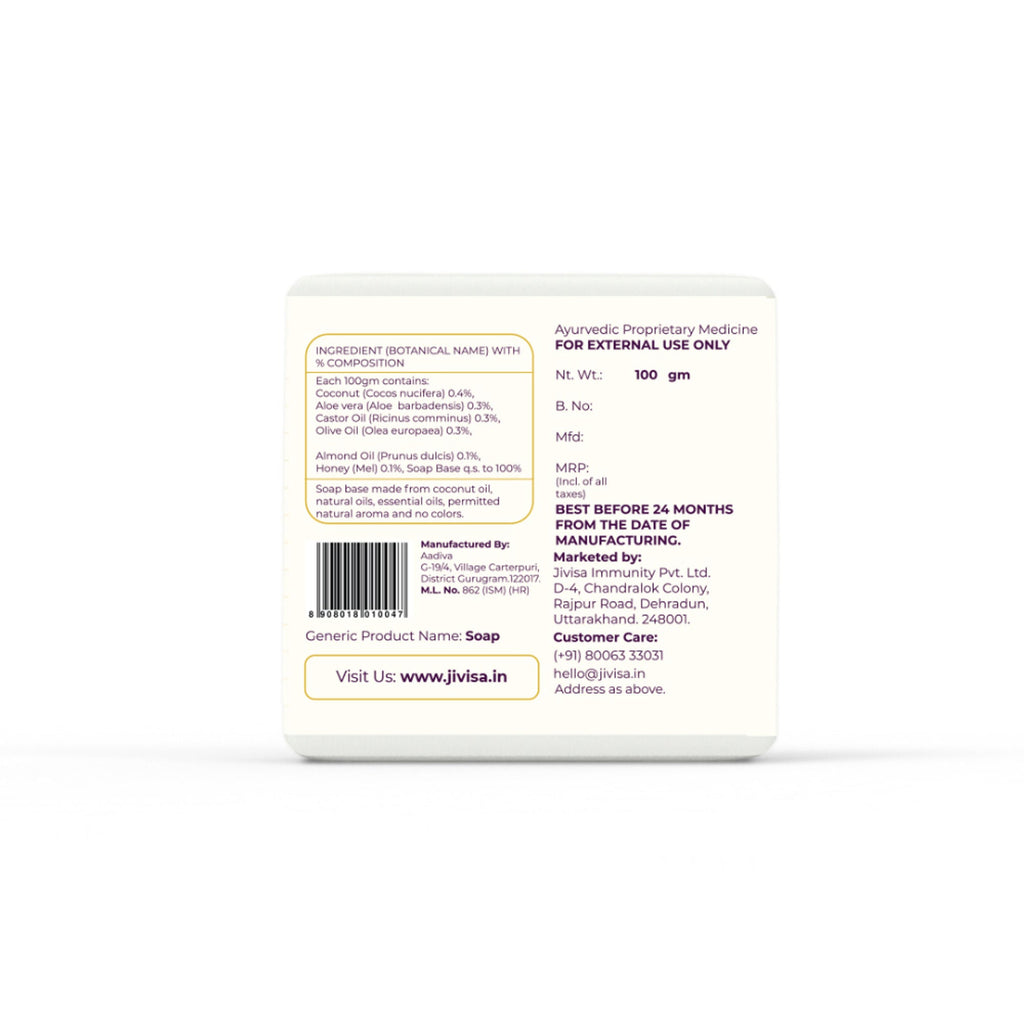 JiViSa Coconut & Honey Handcrafted Ayurvedic Soap | Grocsy