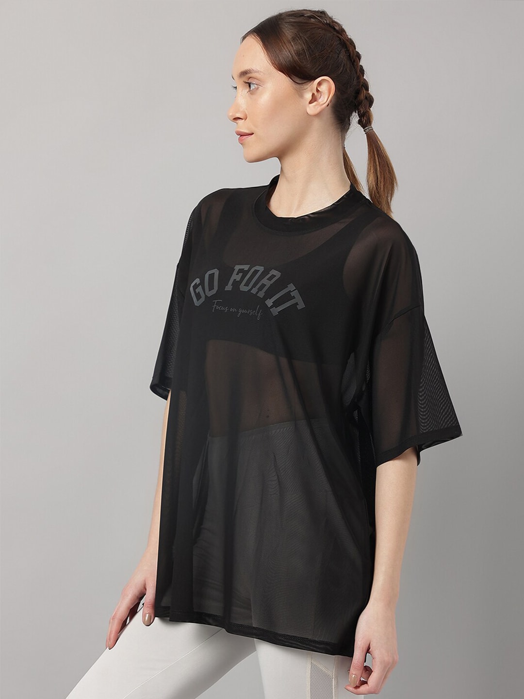 MKH Typography Printed Drop Shoulder Sleeves Dri-FIT Sports T-Shirt | Grocsy