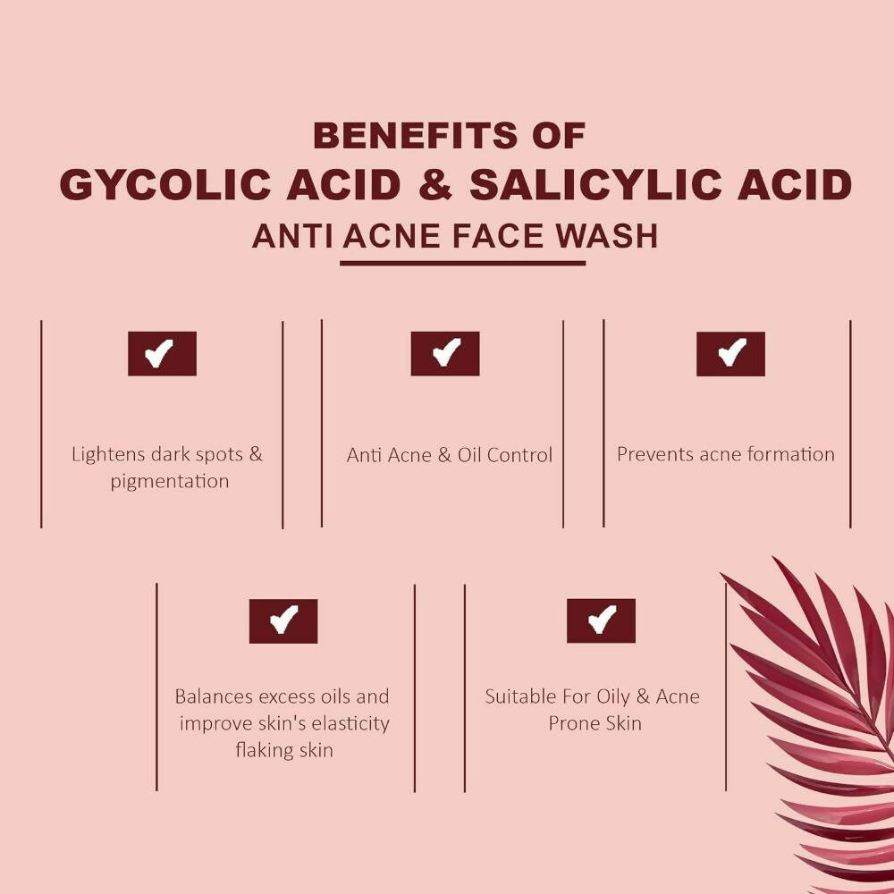 Glamveda Men Glycolic Acid & Salicylic Acid Anti Acne Face Wash | Grocsy