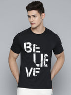Alcis Men Black & White Typography Printed T-shirt | Grocsy