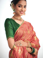 Sangria Ethnic Motifs Printed Zari Saree | Grocsy