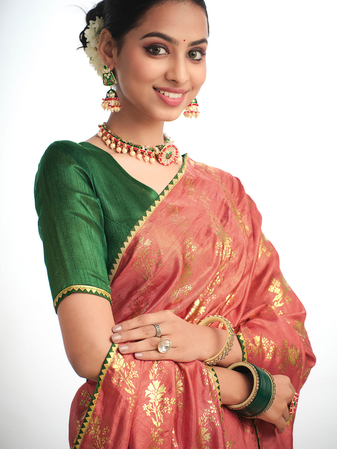 Sangria Ethnic Motifs Printed Zari Saree | Grocsy