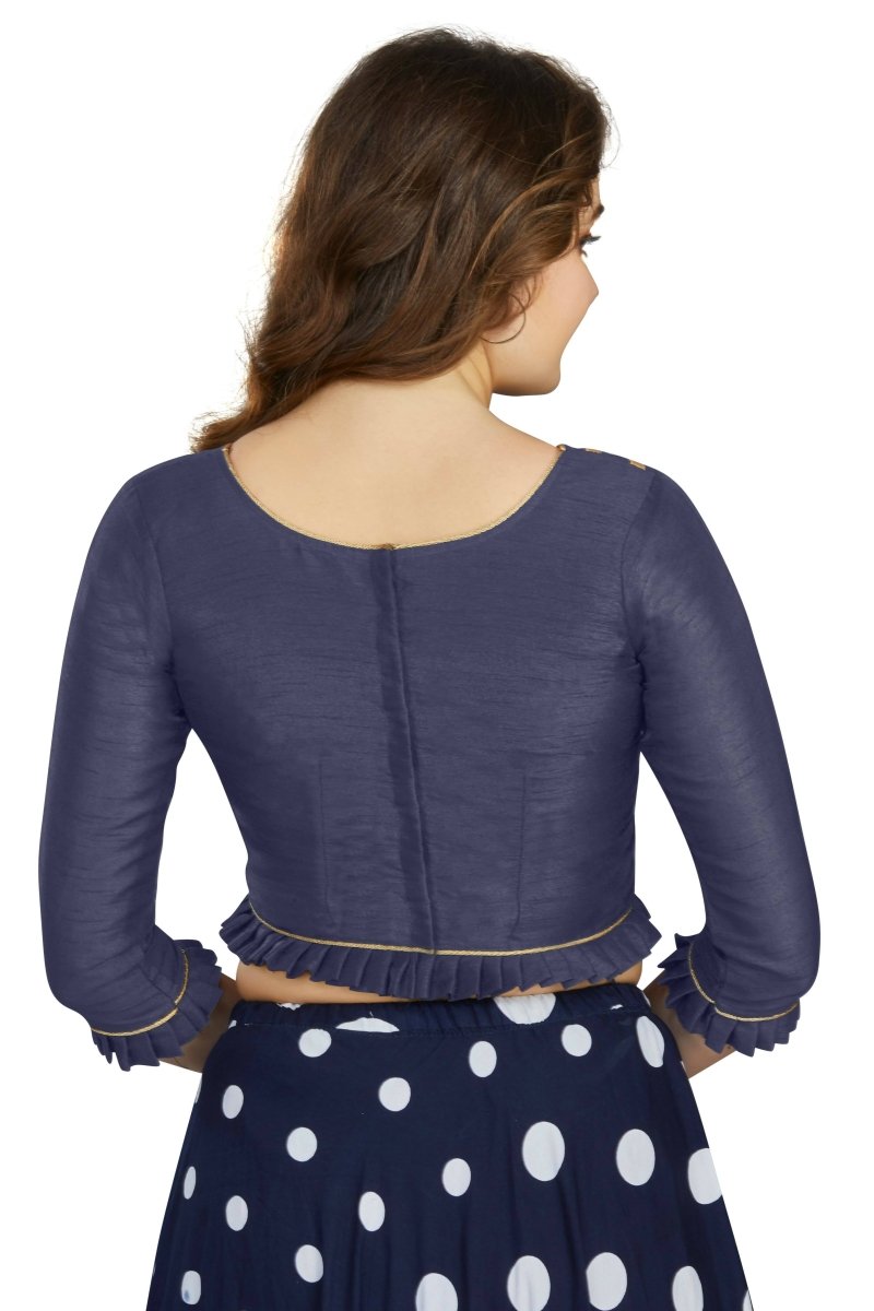 Aastha Fashion Women's Navy Blue Art Silk Designer Party Wear Readymade Blouse | Grocsy