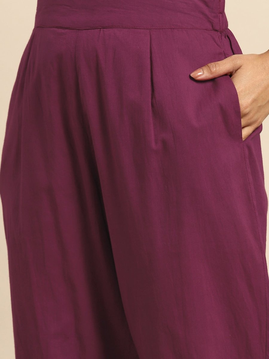 All About You Striped Pleated Sequinned Pure Cotton Kurta with Trousers | Grocsy