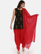 Souchii Red Solid Tasselled Cotton Dupatta | Grocsy