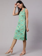 Aks Woven Design Round Neck Straight Kurta | Grocsy