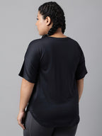 MKH Plus Size Typography Printed Drop Shoulder Sleeves Dri-FIT Relaxed Fit Sports T-shirt | Grocsy