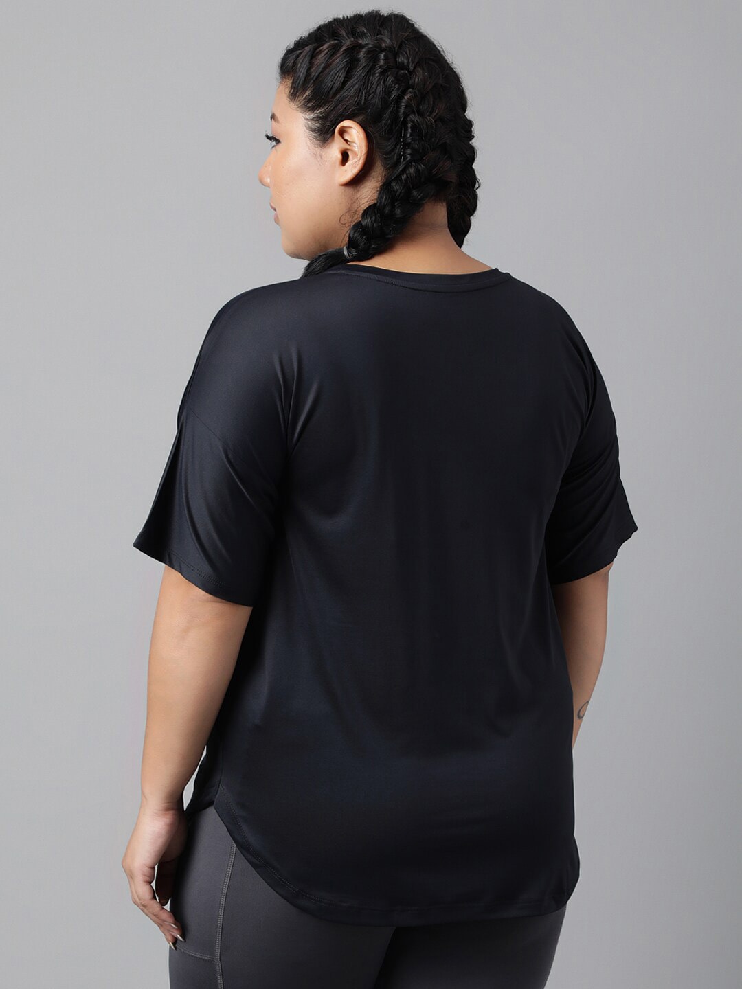 MKH Plus Size Typography Printed Drop Shoulder Sleeves Dri-FIT Relaxed Fit Sports T-shirt | Grocsy