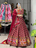 Yash Enterprise Multicolor Rayon Cotton Embroidery Semi Stitched Navratri Chaniya Choli | Grocsy