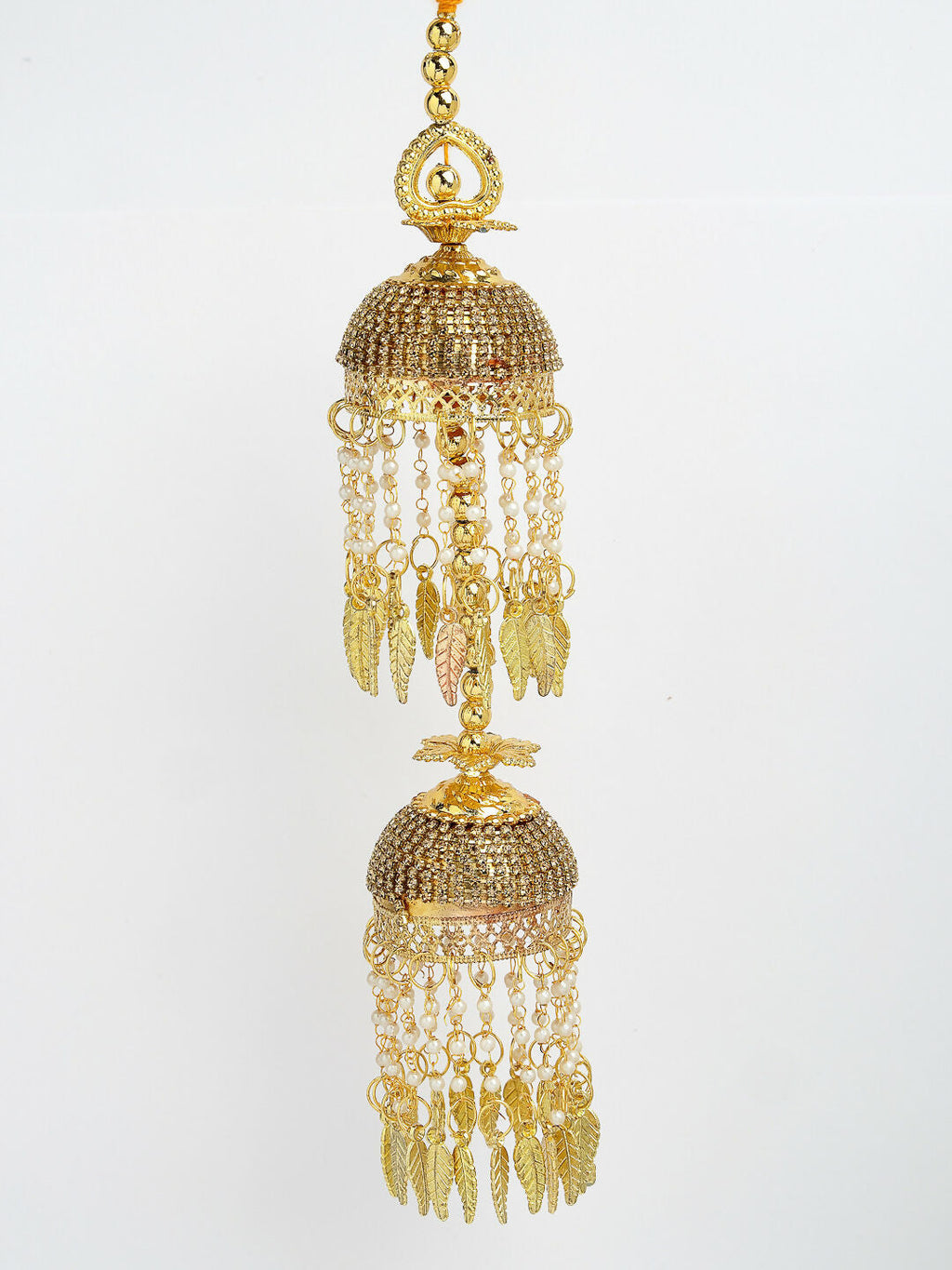 NVR Women's Pack Of 2 Gold-Polished Stone Studded Bridal Layered Kaleera Sets