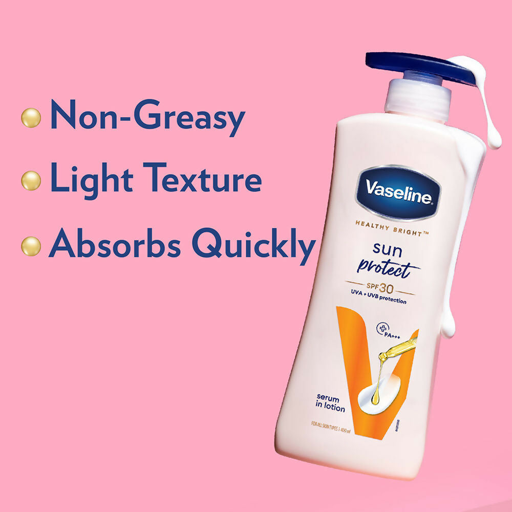 Vaseline Sun Protect SPF 30 Body Lotion & Gluta-Hya Overnight Radiance Serum-In-Lotion Combo | Grocsy