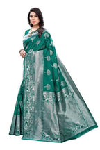 Vamika Banarasi Jacquard Weaving Rama Green Saree (AMEE RAMA) | Grocsy