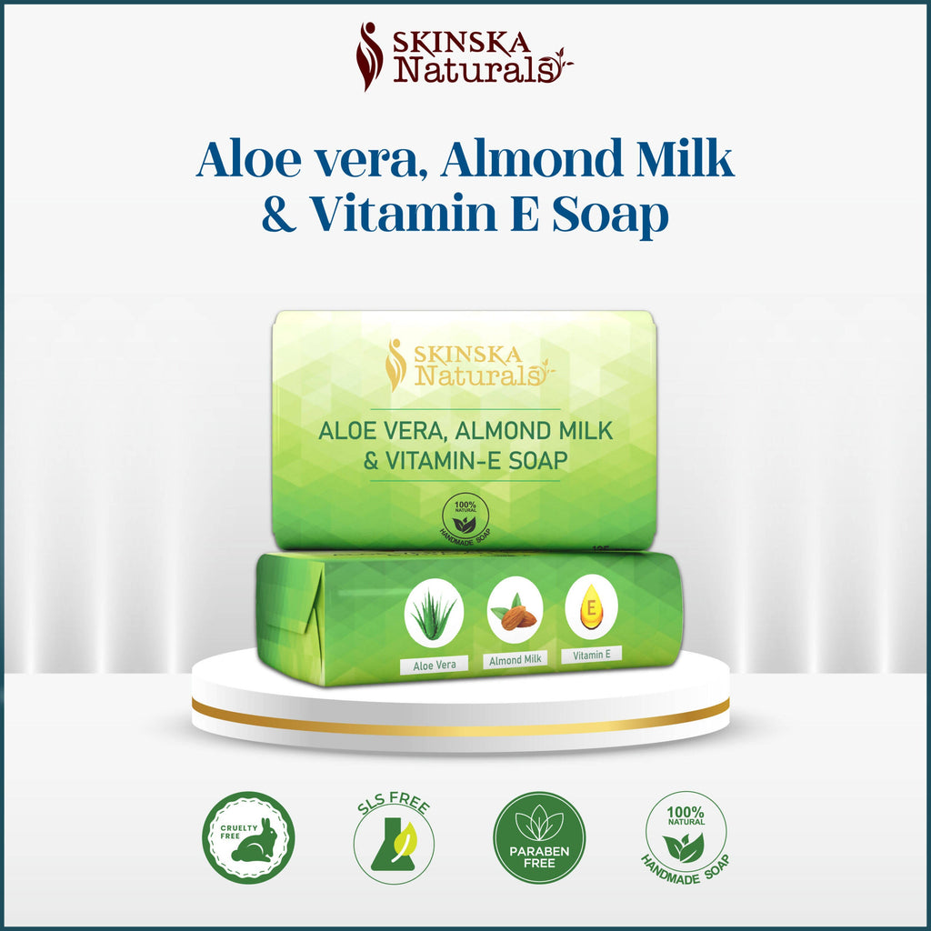 Skinska Natural Aloe Vera Vitamin E & Almond Milk Soap | Grocsy