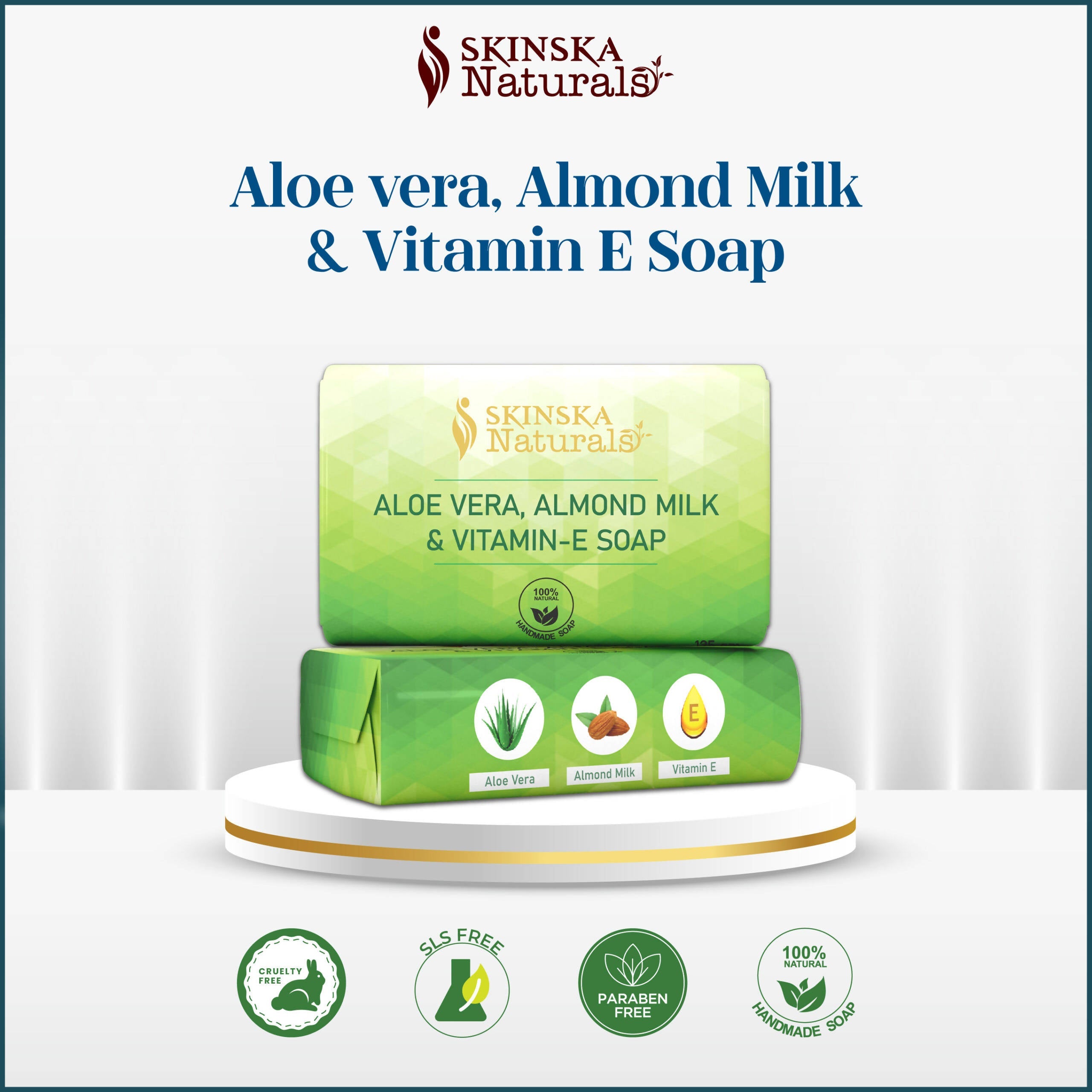 Skinska Natural Aloe Vera Vitamin E & Almond Milk Soap | Grocsy