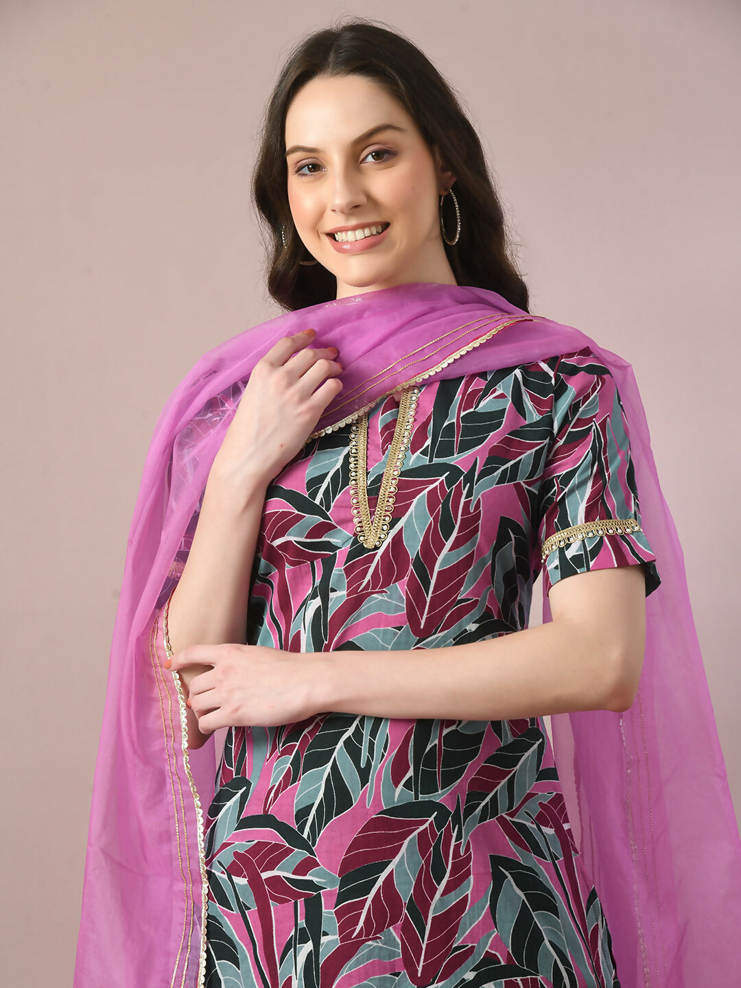 Myshka Women's Multi Printed Cotton Straight Party Kurta Set With Dupatta | Grocsy