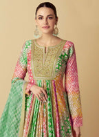 Vastranavya Green Muslin Printed Sequins Beads Work Abaya Style Anarkali Suit | Grocsy