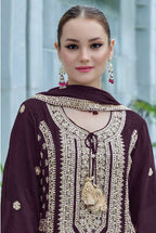 Vastranavya Heavy Chinon With Embroidery Coding Sequence with Real Mirror Work Pakistani Suits | Grocsy