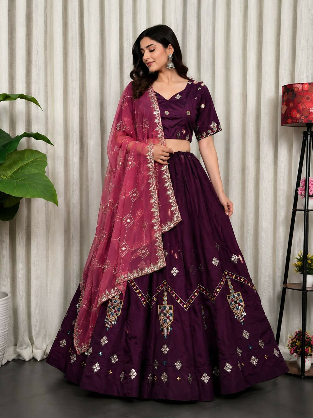 Lehenga Mart Wine Designer Navratri Lehenga Choli for Women | Grocsy