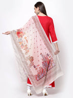 Myshka Pink Cotton Solid 3/4 Sleeve V Neck Casual Kurta Dupatta Set | Grocsy
