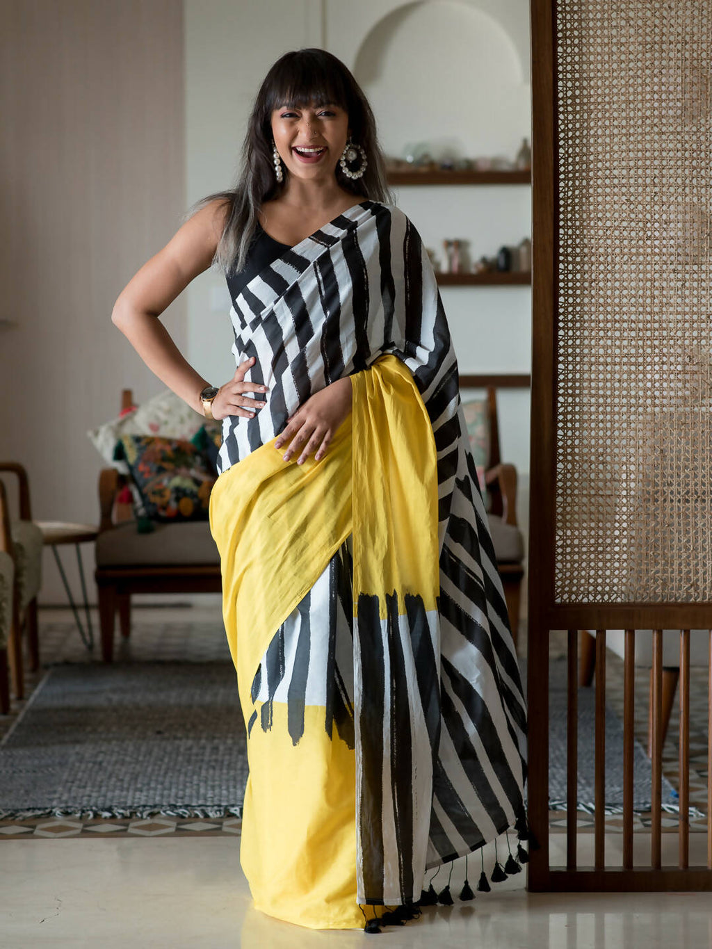 Suta Multi Color Striped Pure Cotton Saree | Grocsy