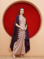 Joban Fashion Purple and Rose Gold Skirt set with Cape | Grocsy