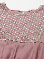 Yufta Pink Embroidered Ethnic Midi Dress | Grocsy