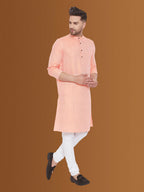 Even Apparels Men's Pure Cotton Orange Kurta | Grocsy