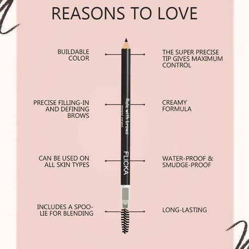 FLiCKA Rule with Brows Brow Pencil - Brown | Grocsy