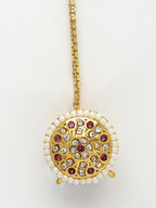NVR Women's Gold-Polished CZ Stone-Studded Borla Maang Tikka | Grocsy