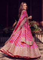 Jyoti Fashion Red & Pink Digital Print with Sequin Codding Embroidered Georgette Lehenga Choli with Dupatta | Grocsy