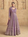 Vastranavya Stunning Purple Georgette Gota Sequins A-Line Anarkali Suit | Grocsy