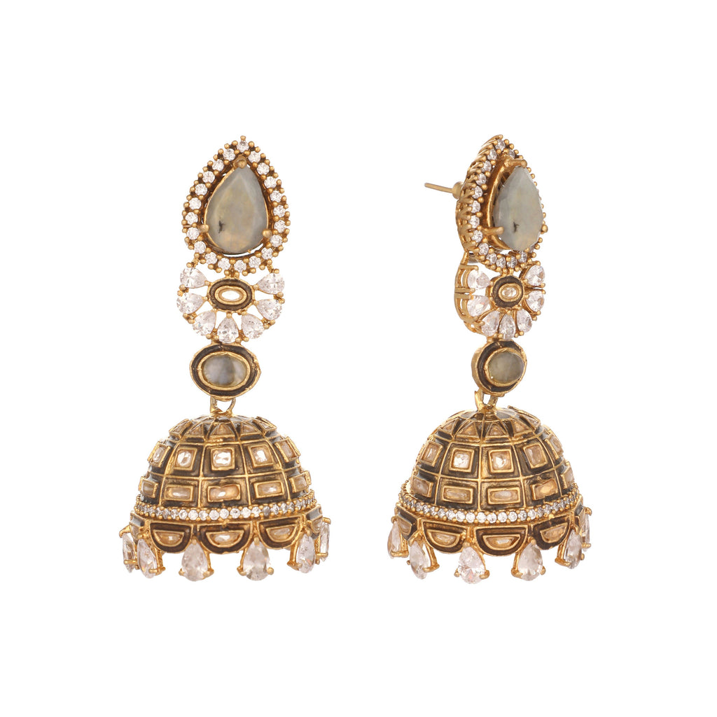 Nuyug 22K Gold Plated Aureate Swirl Jhumki Earrings | Grocsy