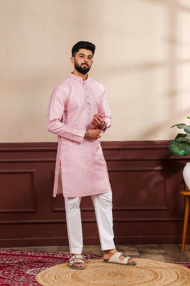 Pink Art Silk Digital Printed, Embroidery Work Kurta Set - Mahotsav | Grocsy