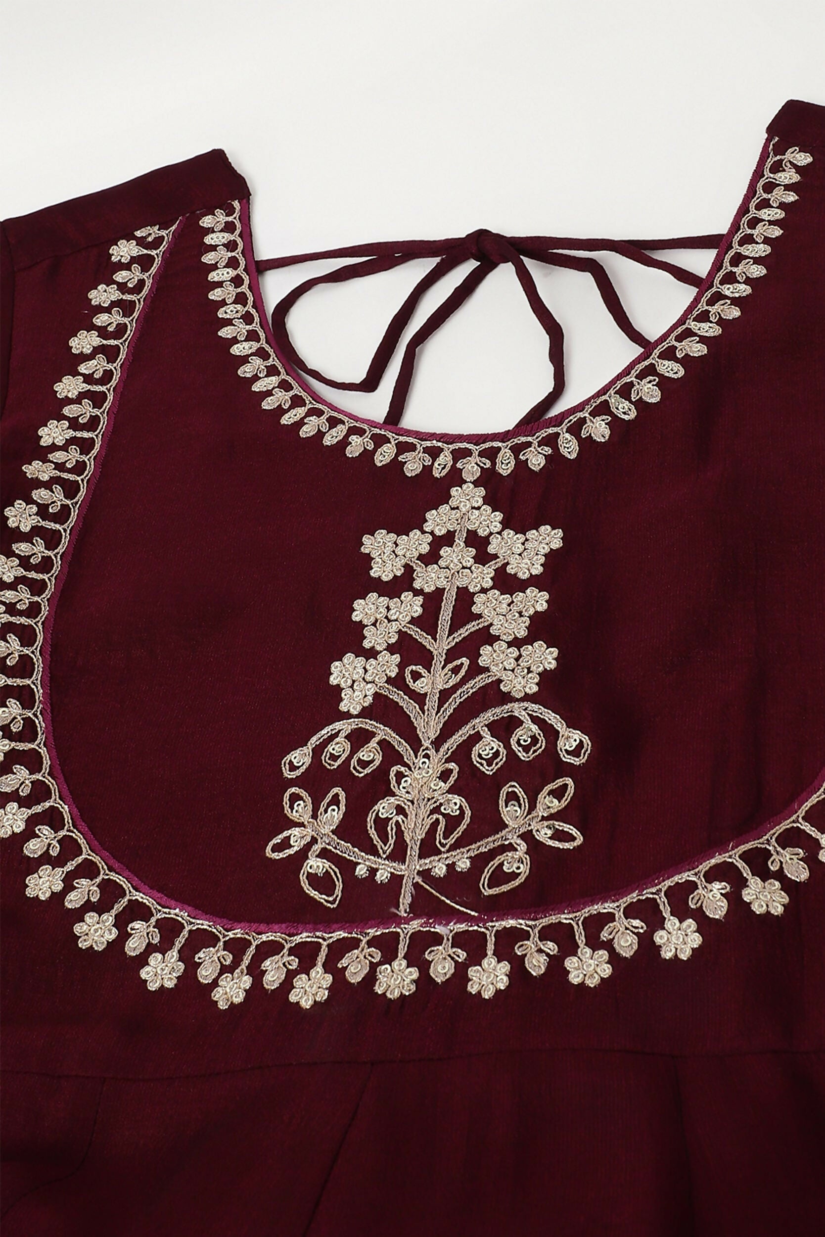 The52 Women's Beautiful Vichitra Silk Fabric Embroidery Work Flared Anarkali Pant and Dupatta Set | Grocsy