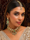 Ruby Raang Rajkumari Necklace With Earrings And Maang Tikka | Grocsy