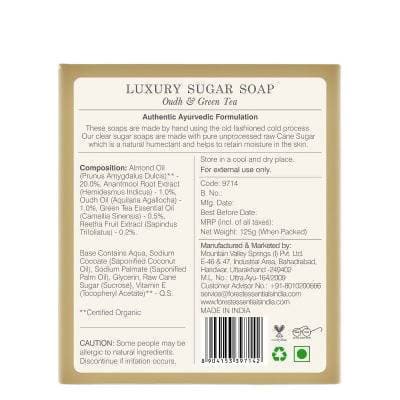 Forest Essentials Luxury Sugar Soap Oudh & Green Tea | Grocsy