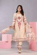 Juniper Women Ecru Muslin Floral Printed Kurta, Pants and Dupatta Set | Grocsy