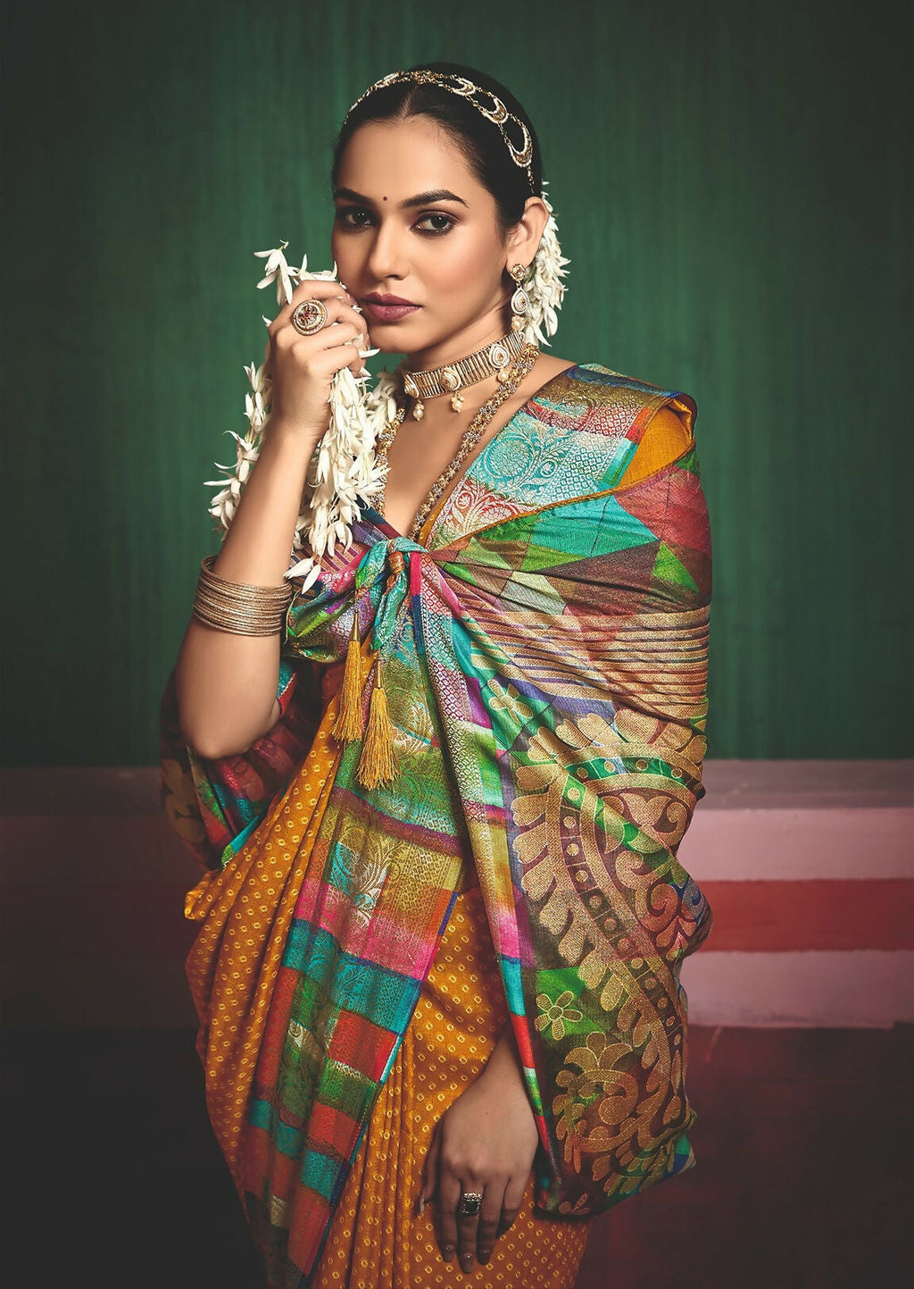 Joban Fashion Tushar Silk Mustard Colored With Zari Border And Designer Pallu Saree | Grocsy