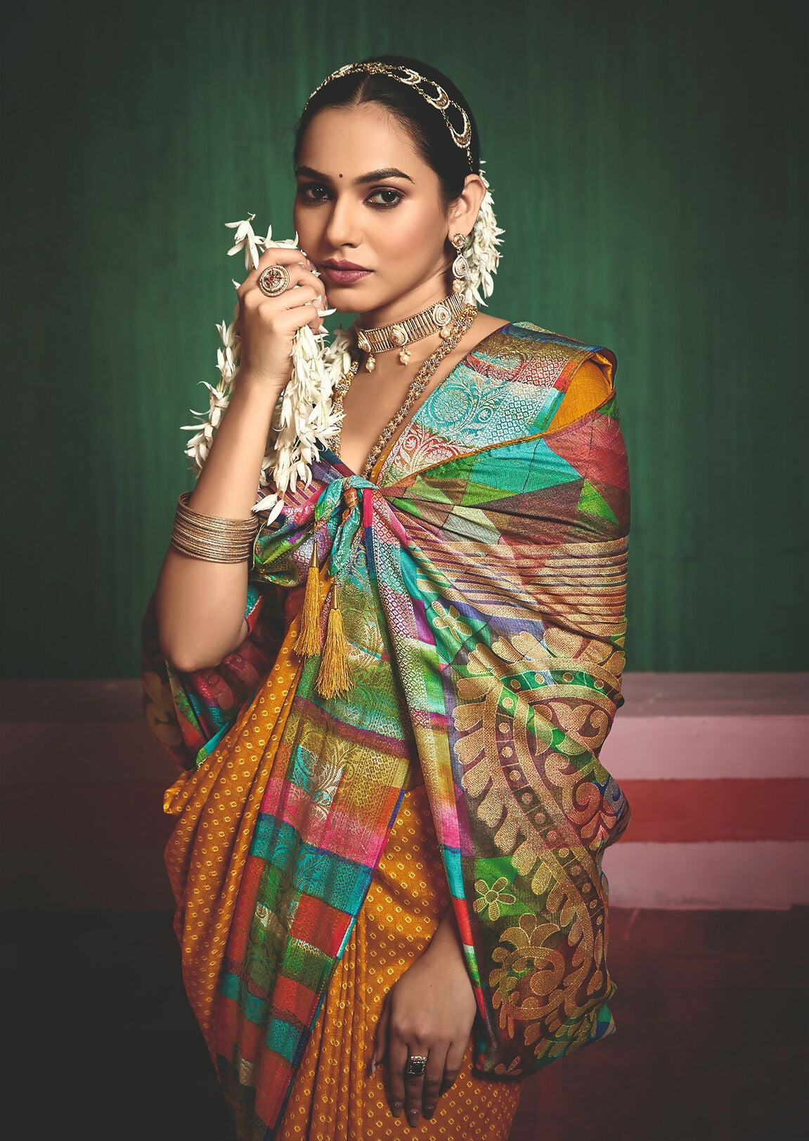 Joban Fashion Tushar Silk Mustard Colored With Zari Border And Designer Pallu Saree | Grocsy