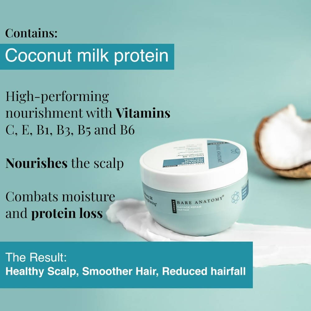 Bare Anatomy Expert Damage Repair Hair Mask with Coconut Milk Protein & Ceramides | Grocsy