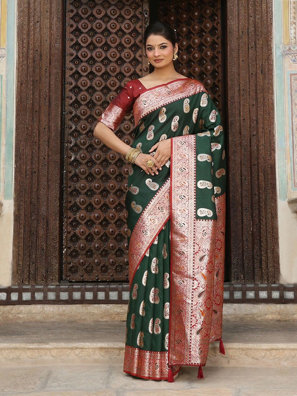 Shree Shyam Fashion Green Silk Saree | Grocsy