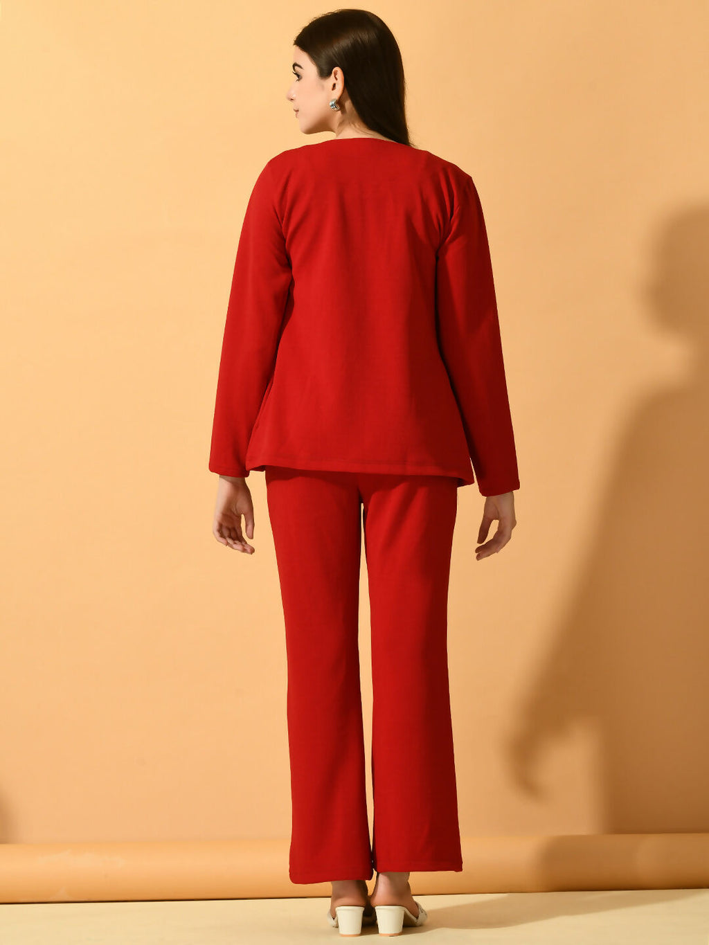 Myshka Women's Red Solid Solid Jacket | Grocsy