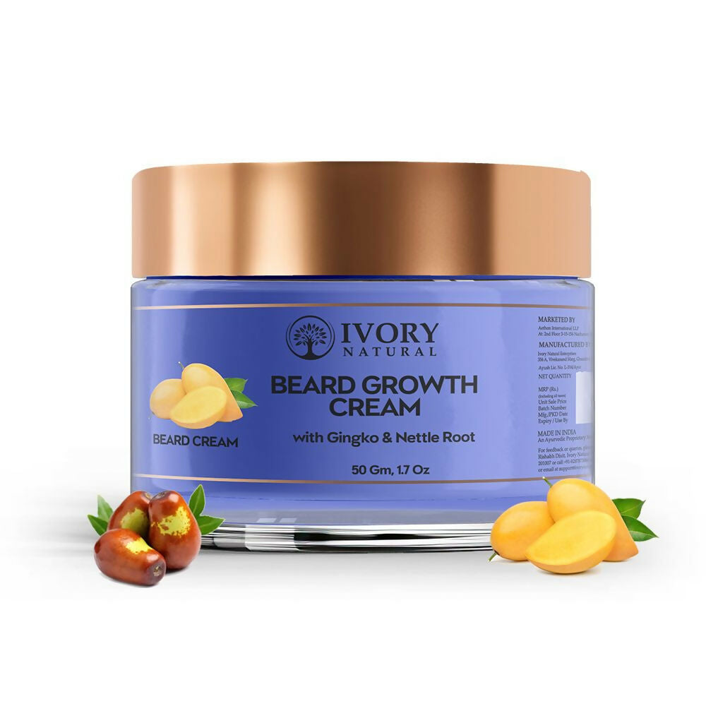 Ivory Natural Beard Growth Cream - Biotin Boosted Hair Follicle For New Hair Cycle | Grocsy