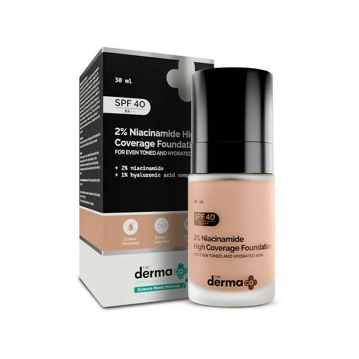 The Derma Co 2% Niacinamide High Coverage Foundation-01 Ivory - Limited Time Offer | Grocsy