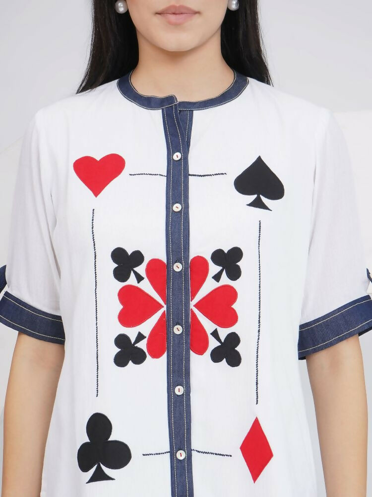 Joban Fashion White Rayon Crepe Applique Embroidered Shirt with Afghani Pants | Grocsy