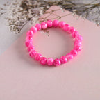 NVR Men & Women Pink Marble Crystal Beaded Elasticated Bracelet
