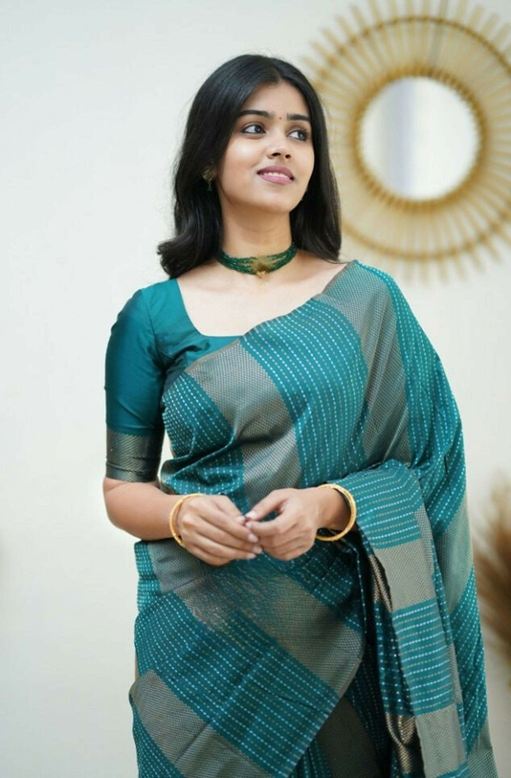 Partywear Designer Morpich Banarasi Silk Fancy Saree - Starwalk | Grocsy