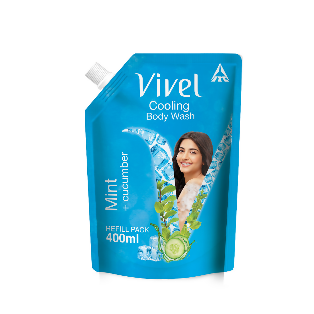 Vivel Cooling Body Wash Mint & Cucumber Moisturizing Shower Gel Supersaver Refill Pouch | Grocsy