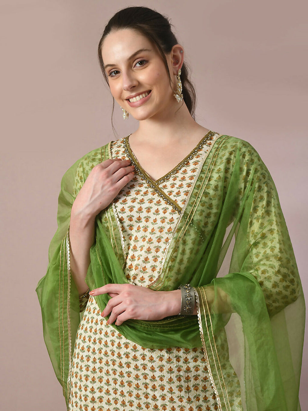 Myshka Women's Multi Printed Cotton Straight Party Kurta Set With Dupatta | Grocsy